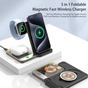 Magnetic Wireless Charging Stand for iPhone 15/14/13/12, iWatch Ultra/8/7/6/5, AirPods 3/2/Pro, Samsung