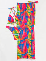 3-Piece Floral Print Knot Front Bikinis
