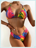 3-Piece Floral Print Knot Front Bikinis