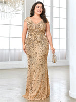 Plus Size  Elegant Sequin Evening Dress