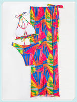 3-Piece Floral Print Knot Front Bikinis