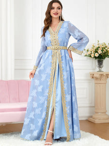 2 Piece Dress Set Dubai Elegant Party Kaftan Abaya