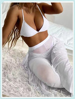 3-Piece Floral Print Knot Front Bikinis