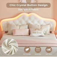 Crystal Button LED Lights Princess Platform Full Size Bed Frame