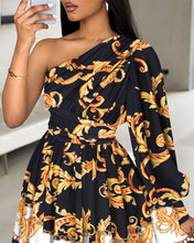 Load image into Gallery viewer, Baroque Print One Shoulder Dress

