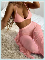 3-Piece Floral Print Knot Front Bikinis