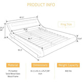 LED King Deluxe Upholstered Bed Frame with Adjustable Headboard