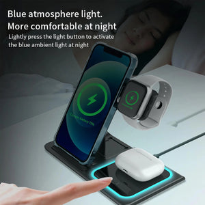 Magnetic Wireless Charging Stand for iPhone 15/14/13/12, iWatch Ultra/8/7/6/5, AirPods 3/2/Pro, Samsung