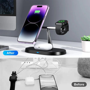 Magnetic Wireless Charging Stand for iPhone 15/14/13/12, iWatch Ultra/8/7/6/5, AirPods 3/2/Pro, Samsung