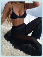 3-Piece Floral Print Knot Front Bikinis