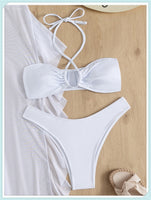 3-Piece Floral Print Knot Front Bikinis