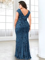 Plus Size  Elegant Sequin Evening Dress
