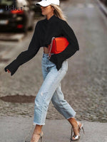 Flare Sleeve Asymmetry White Crop Top