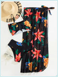 3-Piece Floral Print Knot Front Bikinis