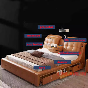 Ultimate Genuine Leather Tech Smart Multifunctional Massage Bed With Projector