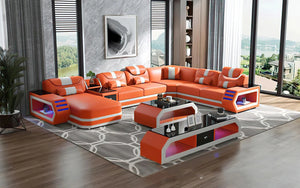 American style villa modern multifunctional  genuine leather sofa