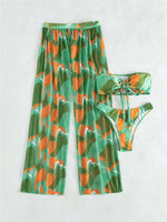 3-Piece Floral Print Knot Front Bikinis