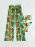 3-Piece Floral Print Knot Front Bikinis
