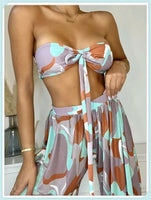 3-Piece Floral Print Knot Front Bikinis