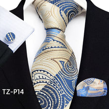 Load image into Gallery viewer, Men&#39;s Luxury Floral Neck Ties with Pocket Square and Cufflinks
