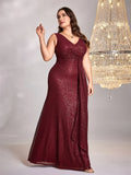 Sleeveless Sequin Evening Dress