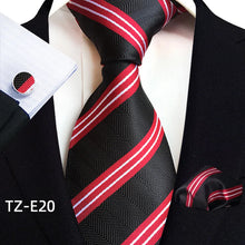 Load image into Gallery viewer, Luxury Men&#39;s Ties with Pocket Square &amp; Cufflinks
