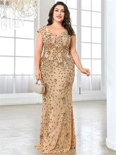 Load image into Gallery viewer, Plus Size  Elegant Sequin Evening Dress
