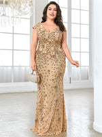Plus Size  Elegant Sequin Evening Dress
