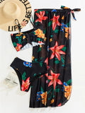 3-Piece Floral Print Knot Front Bikinis
