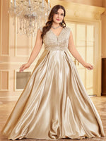Plus Size Luxury Satin Evening Dress