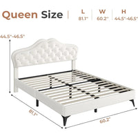 Crystal Button LED Lights Princess Platform Full Size Bed Frame