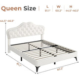 Crystal Button LED Lights Princess Platform Full Size Bed Frame