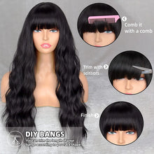 Load image into Gallery viewer, Synthetic Long Multi-Colour Curly Wig with Bangs
