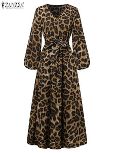 Long-Sleeve Leopard Dresses