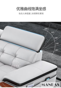 Bluetooth Speaker and Massage Italian Leather Sofa Set with USB & Cup Holder