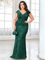 Plus Size  Elegant Sequin Evening Dress