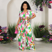 Floral Printed Chic Two 2 Piece Set