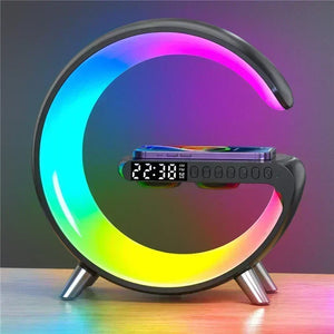 Wireless Charger Stereo Bluetooth Speaker Night Light Alarm Clock