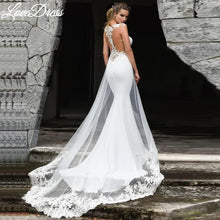 Load image into Gallery viewer, Sexy See-Through Back Sleeveless Mermaid Wedding Dress
