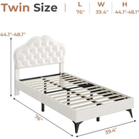 Crystal Button LED Lights Princess Platform Full Size Bed Frame