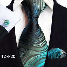 Load image into Gallery viewer, Men&#39;s Luxury Floral Neck Ties with Pocket Square and Cufflinks
