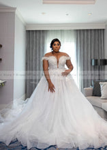 Load image into Gallery viewer, Beading Sequins and Pearls Plus Size Wedding Dress
