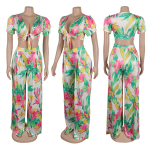Floral Printed Chic Two 2 Piece Set