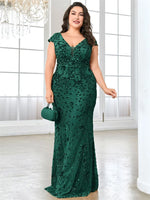 Plus Size  Elegant Sequin Evening Dress