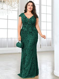 Plus Size  Elegant Sequin Evening Dress