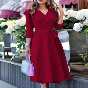 V-neck Strap Waist Dresses