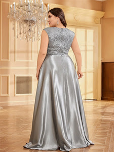 Luxury Satin V-Neck Evening Dress