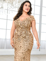 Plus Size  Elegant Sequin Evening Dress