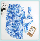 3-Piece Floral Print Knot Front Bikinis