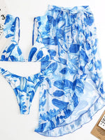 3-Piece Floral Print Knot Front Bikinis